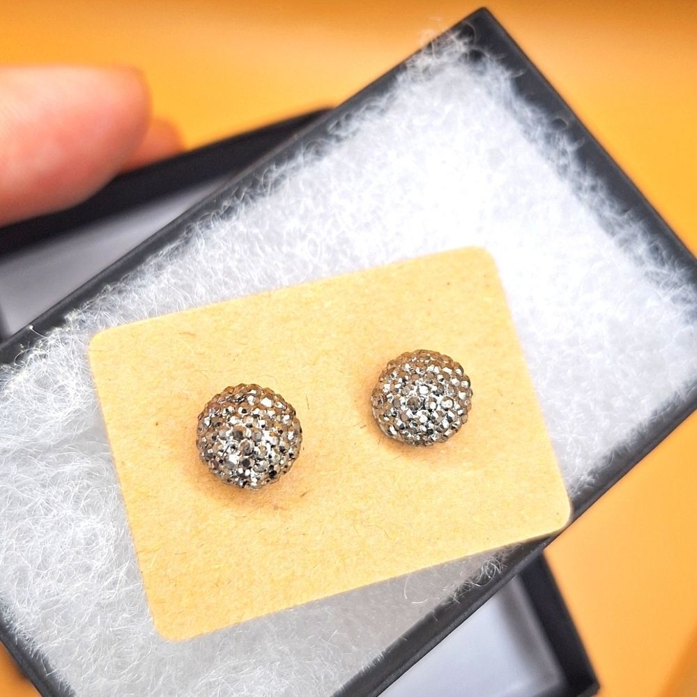 Shiny disco ball stud earrings simple minimalist jewelry silver ball studs
